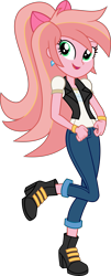 Size: 4223x10469 | Tagged: safe, artist:alandssparkle, derpibooru exclusive, oc, oc only, oc:ruby sunshine, equestria girls, g4, absurd resolution, boots, bow, bracelet, clothes, clothes swap, cutie mark, cutie mark on clothes, ear piercing, earring, female, jewelry, open mouth, pants, piercing, ponytail, pose, shirt, shoes, simple background, solo, transparent background, vector, vest