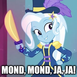 Size: 1077x1078 | Tagged: safe, edit, edited screencap, screencap, trixie, equestria girls, equestria girls series, g4, street magic with trixie, spoiler:eqg series (season 2), caption, image macro, imgflip, song reference, text, wolfenstein, wolfenstein the new order