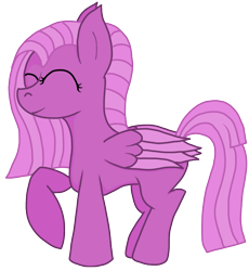 Size: 735x800 | Tagged: safe, artist:akscythe, oc, oc only, oc:fuchsia flush, pegasus, pony, 2021 community collab, derpibooru community collaboration, closed mouth, eyes closed, female, folded wings, happy, mare, simple background, smiling, solo, transparent background, wings