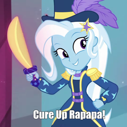 Size: 1280x1280 | Tagged: safe, edit, edited screencap, screencap, trixie, equestria girls, g4, my little pony equestria girls: better together, street magic with trixie, caption, image macro, mahō tsukai pretty cure!, reference, text