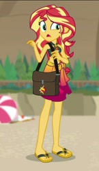 Size: 717x1236 | Tagged: safe, screencap, sunset shimmer, equestria girls, equestria girls specials, g4, my little pony equestria girls: better together, my little pony equestria girls: forgotten friendship, bikini, clothes, feet, sandals, sleeveless, swimsuit, two-piece swimsuit