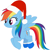 Size: 413x416 | Tagged: safe, artist:selenaede, artist:user15432, rainbow dash, pegasus, pony, g4, base used, blue socks, christmas, christmas outfit, clothes, hat, holiday, red hat, santa hat, socks, solo