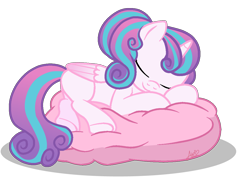 Size: 1198x888 | Tagged: safe, artist:muhammad yunus, princess flurry heart, alicorn, pony, g4, cute, eyes closed, female, flurrybetes, mare, missing cutie mark, pillow, simple background, sleeping, smiling, solo, transparent background