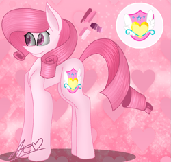 Size: 949x895 | Tagged: safe, artist:muhammad yunus, edit, oc, oc only, oc:annisa trihapsari, oc:not rarity, earth pony, pony, cute, cutie mark, earth pony oc, female, heart, mare, medibang paint, pink background, simple background, smiling, solo
