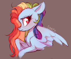 Size: 3445x2894 | Tagged: safe, artist:shore2020, rainbow dash, pegasus, pony, g4, alternate hairstyle, bust, high res, portrait, simple background, sketch, solo