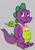 Size: 624x900 | Tagged: artist needed, safe, artist:metallic-roselle, spike, dragon, g4, crossover, dragon tales, gray background, male, simple background, smiling, solo, standing, style emulation, winged spike, wings