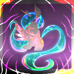 Size: 1000x1000 | Tagged: safe, alternate version, artist:php163, princess celestia, alicorn, pony, g4, art, chest fluff, digital art, ethereal mane, female, flowing mane, glowing, hiding behind wing, hiding face, mare, missing accessory, signature, solo, wings