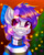 Size: 1320x1657 | Tagged: safe, artist:falafeljake, oc, oc only, earth pony, pony, blushing, bow, christmas, christmas tree, clothes, ear fluff, eye clipping through hair, female, hair bow, holiday, looking at you, mare, smiling, solo, sweater, tree