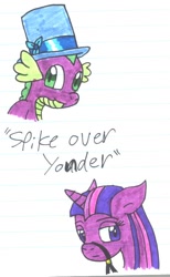 Size: 464x752 | Tagged: safe, artist:cmara, spike, twilight sparkle, g4, crossover, reference, traditional art, wander over yonder, wander over yonder reference