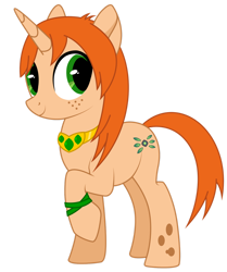 Size: 1280x1529 | Tagged: safe, artist:lhenao, oc, oc only, oc:chrystine mirage, changeling, hybrid, pony, unicorn, 2021 community collab, derpibooru community collaboration, clone, half changeling, jewelry, necklace, simple background, solo, transparent background