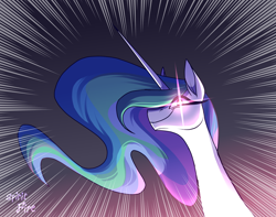 Size: 3800x3000 | Tagged: safe, artist:celes-969, princess celestia, alicorn, pony, g4, female, glowing eyes, glowing eyes meme, high res, mare, reaction image, redraw, solo