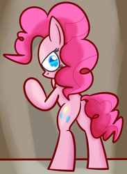 Size: 1241x1695 | Tagged: safe, artist:mr-degration, pinkie pie, earth pony, pony, g4, balloonbutt, bipedal, bipedal leaning, butt, female, leaning, plot, solo