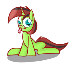 Size: 1689x1517 | Tagged: safe, artist:mr-degration, oc, oc only, pony, unicorn, female, simple background, sitting, solo, tongue out, transparent background