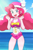 Size: 850x1298 | Tagged: safe, artist:riouku, pinkie pie, equestria girls, g4, my little pony equestria girls: better together, alternate hairstyle, christmas, clothes, cute, diapinkes, female, hat, holiday, looking at you, one-piece swimsuit, open mouth, pinkie pie swimsuit, santa hat, solo, summer, swimsuit