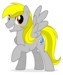 Size: 2210x2606 | Tagged: safe, artist:rainofbladess, oc, oc only, oc:lightning rider, pegasus, pony, 2021 community collab, derpibooru community collaboration, cutie mark, grin, high res, looking at you, male, not derpy, raised hoof, simple background, smiling, solo, spread wings, stallion, transparent background, wings