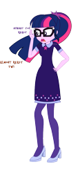 Size: 501x1081 | Tagged: safe, artist:jcpreactyt, sci-twi, twilight sparkle, equestria girls, g4, my little pony equestria girls: better together, twilight under the stars, clothes, dress, female, glasses, hair, hairpin, kneesocks, long hair, long mane, sci-twi outfits, shoes, simple background, socks, solo, transparent background