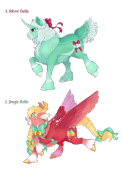 Size: 5256x7286 | Tagged: safe, artist:gigason, oc, oc only, oc:jingle bells, oc:silver bells, deer, deer pony, original species, pegasus, pony, unicorn, absurd resolution, colored wings, female, mare, multicolored wings, simple background, transparent background, wings