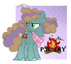 Size: 1280x1159 | Tagged: safe, artist:blazenly-obvious, oc, oc only, oc:p.b. jay, earth pony, pony, annoyed, cutie mark, female, lidded eyes, mare, neckerchief, offspring, parent:cheese sandwich, parent:pinkie pie, parents:cheesepie, simple background, solo, transparent background, unshorn fetlocks