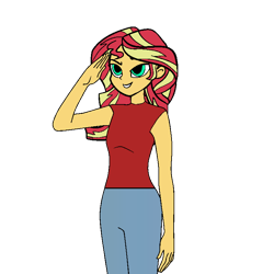 Size: 768x768 | Tagged: safe, artist:thatradhedgehog, sunset shimmer, equestria girls, g4, salute, simple background, solo, transparent background