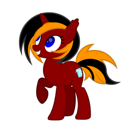 Size: 2000x2000 | Tagged: safe, artist:ponkus, oc, oc:red flame, bat pony, pony, unicorn, high res, horn, pointed ears, side view, simple background, smiling, standing, transparent background, vector, wingless