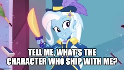 Size: 666x375 | Tagged: safe, edit, edited screencap, screencap, trixie, equestria girls, g4, my little pony equestria girls: better together, street magic with trixie, engrish, imgflip, implied shipping, text