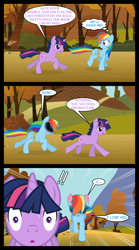 Size: 1280x2300 | Tagged: safe, artist:bigsnusnu, rainbow dash, twilight sparkle, pegasus, pony, unicorn, comic:dusk shine in pursuit of happiness, g4, blushing, comic, dusk shine, female, forest, half r63 shipping, i love you, love confession, male, mare, open mouth, race, rule 63, running, running of the leaves, ship:duskdash, ship:twidash, shipping, stallion, straight, tree
