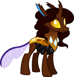 Size: 926x965 | Tagged: safe, artist:musical-medic, oc, oc only, oc:elytra, changedling, changeling, brown changeling, simple background, solo, transparent background