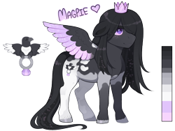 Size: 1040x780 | Tagged: safe, artist:lastnight-light, oc, oc only, oc:magpie, pegasus, pony, crown, female, jewelry, mare, regalia, simple background, solo, transparent background, two toned wings, wings
