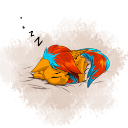 Size: 2000x2000 | Tagged: safe, artist:darky_wings, oc, oc only, oc:kaspar, pegasus, pony, chibi, eyes closed, female, gift art, high res, mare, onomatopoeia, open mouth, sleeping, solo, sound effects, zzz