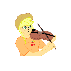 Size: 250x250 | Tagged: safe, artist:nate5700, applejack, human, g4, 1000 hours in ms paint, bust, fiddle, humanized, pixel art, simple background, solo, white background