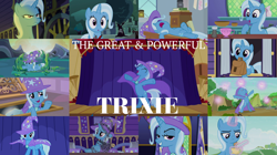 Size: 1956x1099 | Tagged: safe, edit, edited screencap, editor:quoterific, screencap, trixie, pony, unicorn, a horse shoe-in, all bottled up, boast busters, g4, magic duel, no second prances, road to friendship, student counsel, the ending of the end, to change a changeling, to where and back again, amulet, bag, belly, bipedal, cape, chains, clothes, cup, food, glowing horn, hat, horn, jewelry, lock, magic, magic aura, open mouth, pepper, saddle bag, sleeping, spoon, t pose, teacup, trixie's cape, trixie's hat, y pose