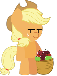 Size: 5990x7993 | Tagged: safe, artist:isaac_pony, applejack, earth pony, pony, g4, apple, cute, female, food, hat, kibiy pony, show accurate, simple background, smiling, solo, standing, transparent background, vector