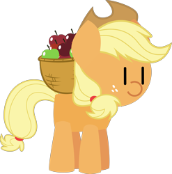 Size: 7147x7235 | Tagged: safe, artist:isaac_pony, applejack, earth pony, pony, g4, apple, cute, female, food, hat, kibiy pony, show accurate, simple background, smiling, solo, transparent background, vector