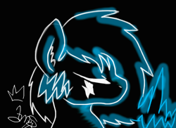 Size: 664x483 | Tagged: safe, artist:amgiwolf, oc, oc only, earth pony, pony, black background, bust, earth pony oc, eyes closed, signature, simple background, solo