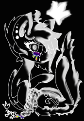 Size: 609x879 | Tagged: safe, artist:amgiwolf, oc, oc only, pegasus, pony, black background, bust, pegasus oc, signature, simple background, solo, wings