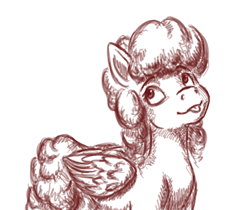 Size: 1050x881 | Tagged: safe, artist:fynjy-87, oc, oc only, pegasus, pony, monochrome, sketch, tongue out