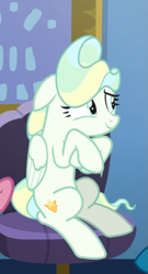 Size: 441x814 | Tagged: safe, screencap, vapor trail, pegasus, pony, g4, top bolt, cropped, crossed hooves, cute, female, floppy ears, mare, sitting, smiling, solo, vaporbetes
