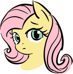 Size: 1280x1312 | Tagged: safe, artist:qq961130277, fluttershy, pony, g4, bust, female, looking at you, mare, sidemouth, simple background, solo, white background