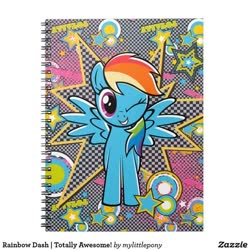 Size: 564x564 | Tagged: safe, rainbow dash, pegasus, pony, g4, female, notebook, one eye closed, sitting, solo, wink, winking at you, zazzle