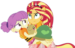 Size: 2048x1317 | Tagged: safe, edit, edited screencap, screencap, sunset shimmer, water lily (g4), turtle, equestria girls, equestria girls specials, g4, my little pony equestria girls: better together, my little pony equestria girls: spring breakdown, background removed, child, clothes, cute, female, lifejacket, plushie, simple background, swimsuit, transparent background