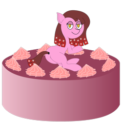 Size: 1920x1920 | Tagged: safe, artist:minus, derpibooru exclusive, oc, oc only, oc:cherry bottom, pony, bedroom eyes, cake, colored, colt, foal, food, girly, male, pink, simple background, solo, transparent background