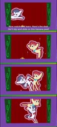 Size: 604x1340 | Tagged: safe, edit, edited screencap, screencap, forever filly, g4, season 7, banana peel, comic, lazytown, marionette, puppet show, robbie rotten, robbie's dream team, screencap comic, we are number one