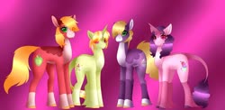 Size: 1280x624 | Tagged: safe, artist:nobleclay, big macintosh, little mac, sugar belle, oc, oc:lemon sours, pony, unicorn, g4, female, male, mare, offspring, parent:big macintosh, parent:sugar belle, parents:sugarmac, ship:sugarmac, shipping, stallion, straight