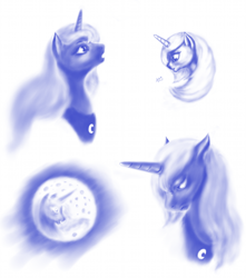 Size: 900x1017 | Tagged: safe, artist:grayma1k, princess luna, alicorn, pony, g4, bust, female, mare in the moon, monochrome, moon, s1 luna, sketch, sketch dump, solo