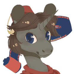 Size: 2000x2000 | Tagged: safe, artist:alabasterpeony, oc, oc only, oc:flintlock, pony, unicorn, fez, hat, high res, simple background, solo, transparent background