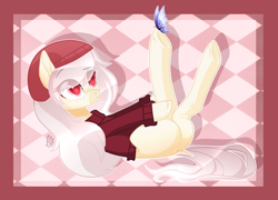 Size: 2364x1700 | Tagged: safe, alternate character, alternate version, artist:sparkling_light, artist:sugaryicecreammlp, oc, oc only, oc:lizzy, butterfly, earth pony, pony, clothes, female, mare, on back, solo, sweater
