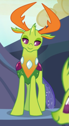 Size: 473x871 | Tagged: safe, screencap, thorax, changedling, changeling, celestial advice, g4, changeling king, cropped, king thorax, lidded eyes, male, smiling, solo focus