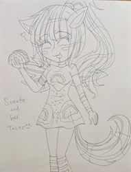 Size: 2530x3305 | Tagged: safe, sonata dusk, equestria girls, equestria girls series, find the magic, g4, spoiler:eqg series (season 2), disguise, disguised siren, high res, photo, sketch, taco tuesday, traditional art