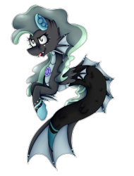Size: 1300x1714 | Tagged: safe, artist:chazmazda, oc, oc only, siren, fangs, female, fins, fish tail, gem, scales, simple background, siren gem, solo, tongue out, transparent background