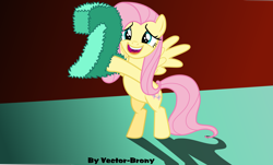 Size: 5225x3162 | Tagged: safe, artist:vector-brony, fluttershy, pegasus, pony, g4, 2, bbc, cute, female, fluffy, happy, holding, in awe, mare, shyabetes, solo, spread wings, standing on two hooves, watermark, wings